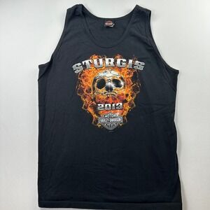 Harley Davidson Sturgis 2013 Deluxe Wyoming Black Tank Sz 2X Skeleton Flames
